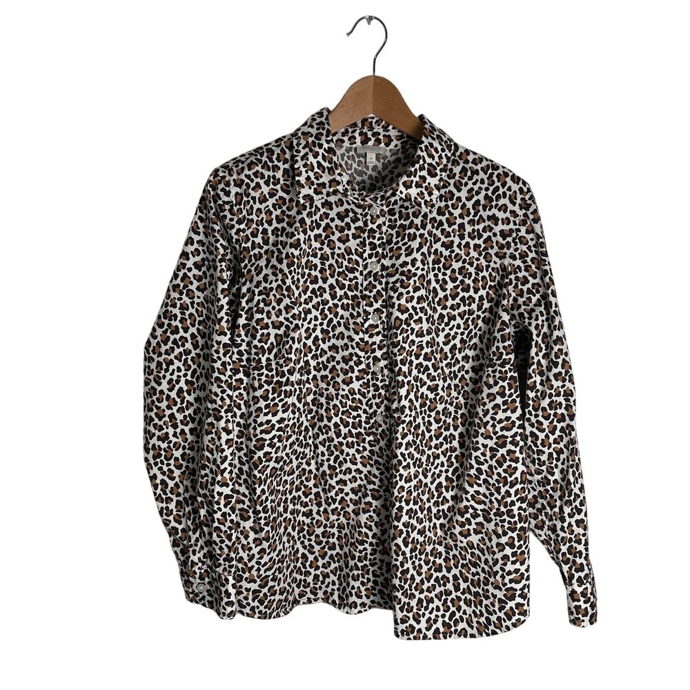 Talbots Plus Women’s 1x Leopard Print Button Down… - image 1